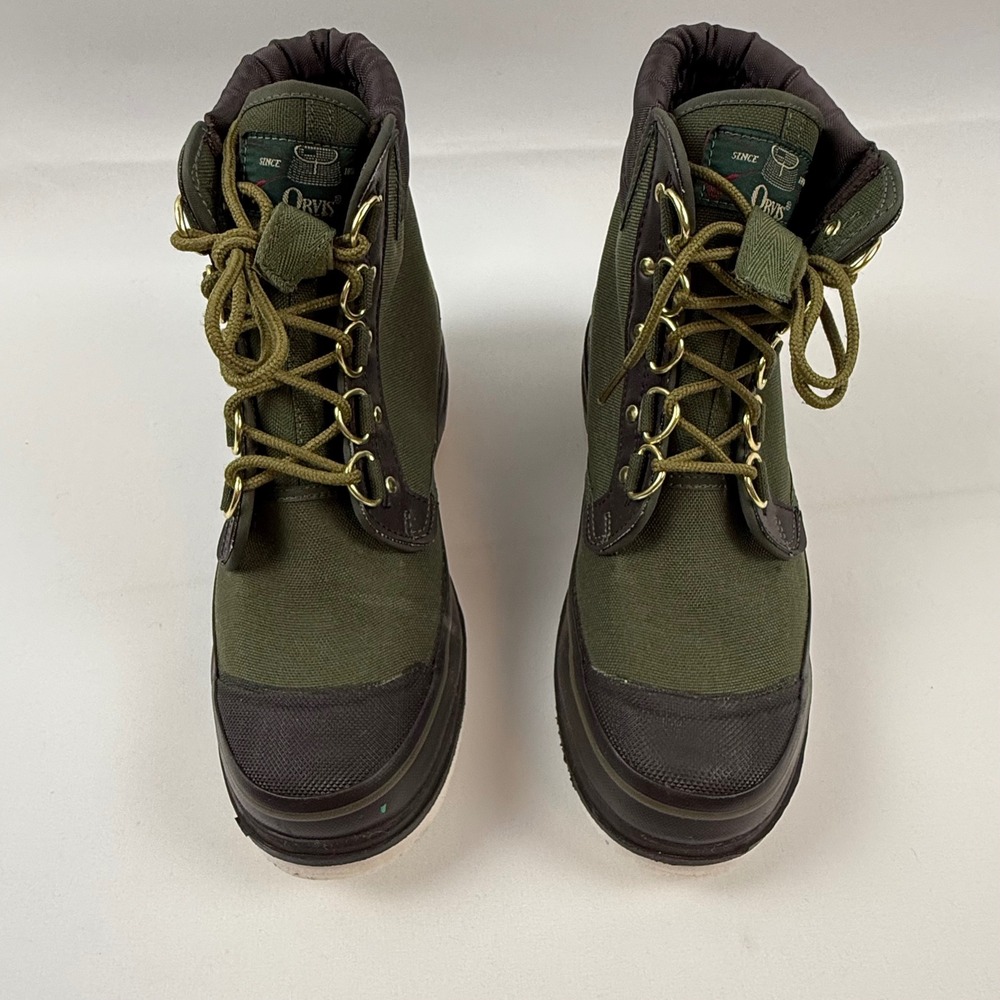 Orvis 2676 Mens Felt Sole Wading Boots Olive Green Canvas Fly Fishing Size 8 - Picture 6 of 12